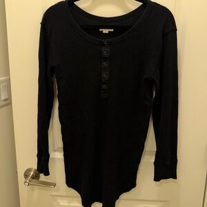 Aritzia Black Long Sleeve Henley Thermal Top